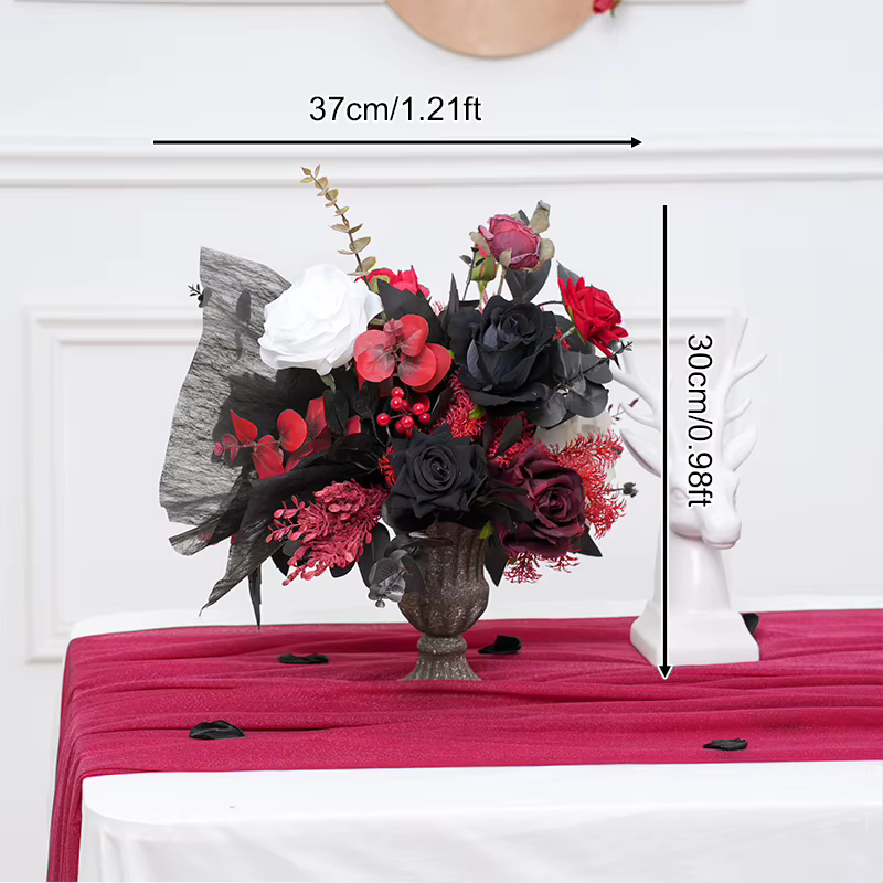 Vase à fleurs série bordeaux noir, décoration de Table pour la maison, Arrangement Floral pour Banqu