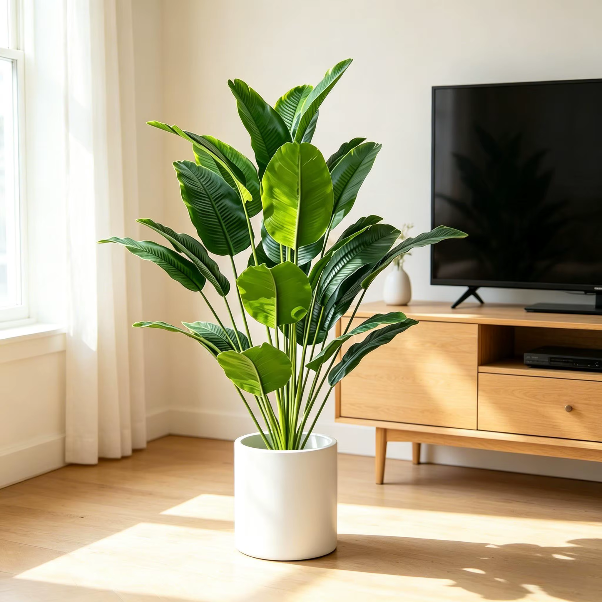 Faux palmier tropical, plante oiseau de paradis 67-112 cm, feuilles de bananier artificielles pour l