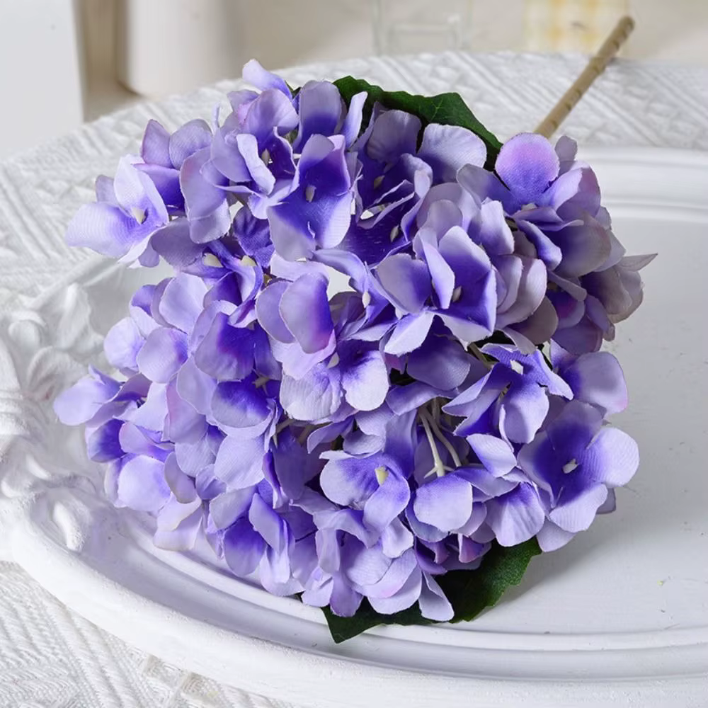 Bouquet de fleurs artificielles d'hortensias bleus colorés de 45 cm pour mariage, décoration réalist