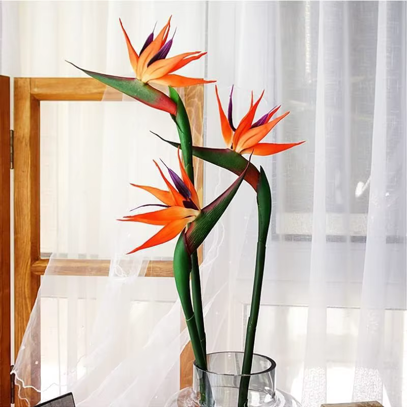 Fleurs d'oiseaux du ciel artificielles, 3 pièces, faux oiseaux du paradis Strelitzia, fausses plante