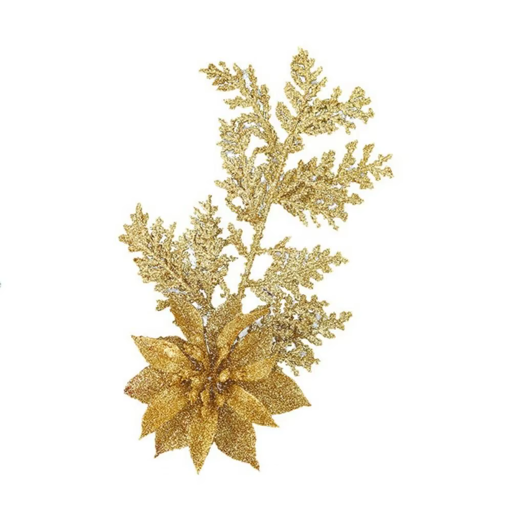 Feuilles de pin suspendues à la mode, fleurs de noël, bricolage, fleurs artificielles à paillettes d