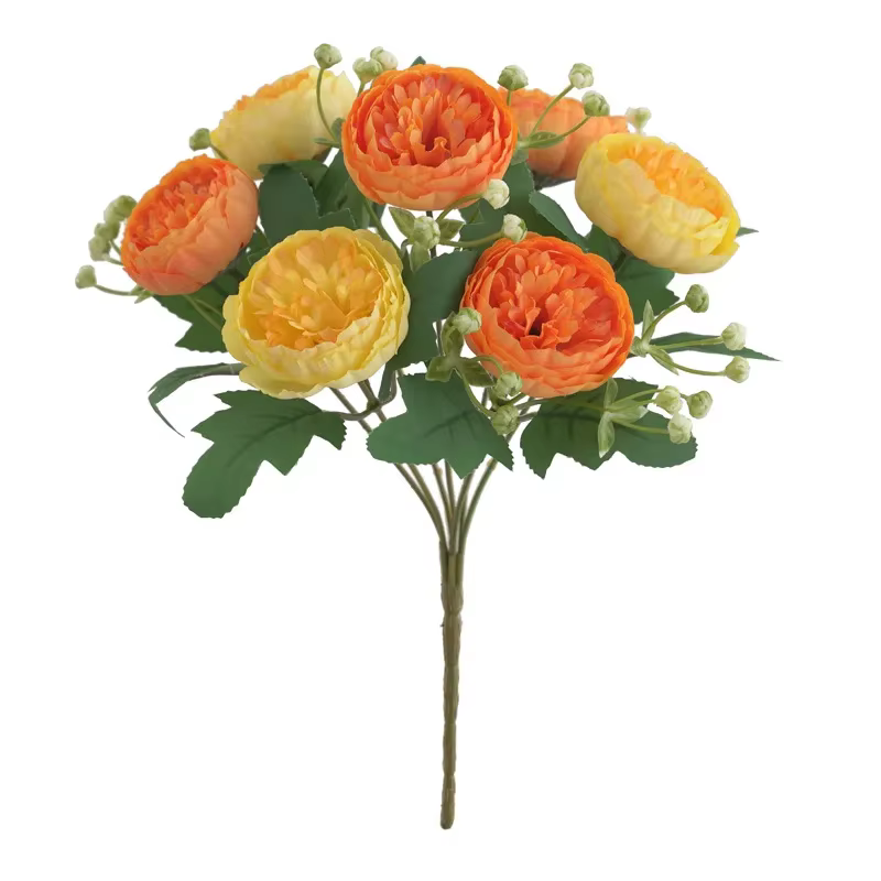 Fleurs artificielles d'aloès vert, 7 têtes, peinture à l'huile, Bouquet de pivoines, fausses fleurs