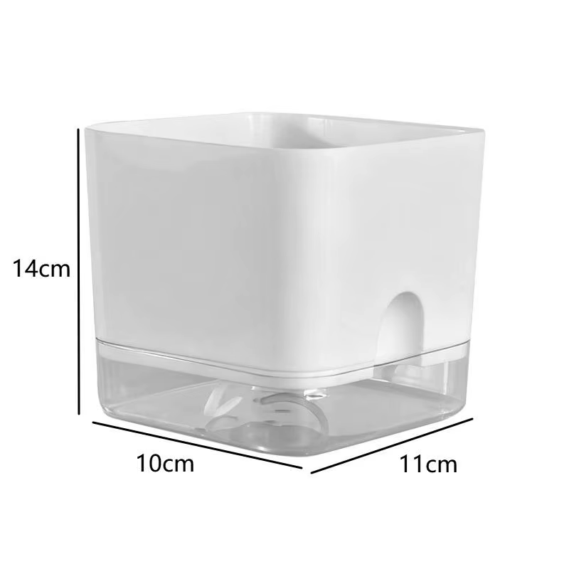 Pot de fleurs auto-arrosant blanc carré à double couche pour plantes d'intérieur et d'extérieur, bal