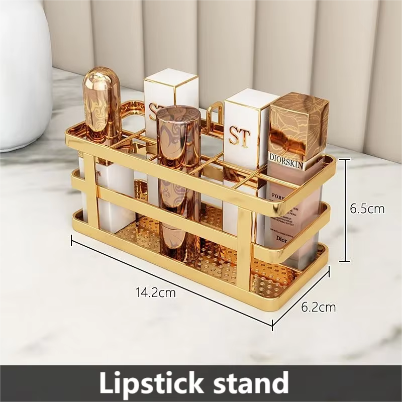 Étagère de rangement en fer forgé T1, dessus de seau, rouge à lèvres, brosse à parfum, soins de la p