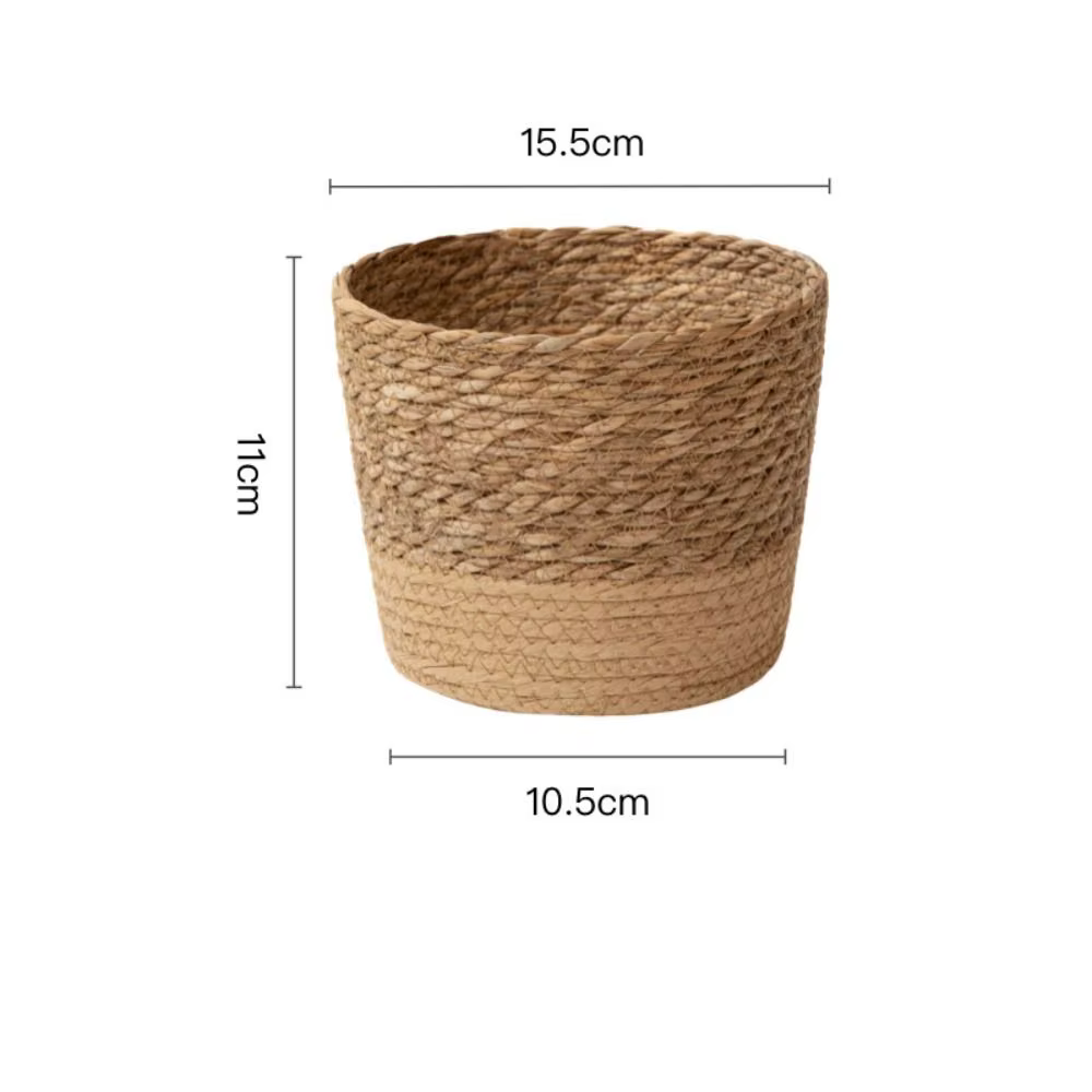 Pot de plantes de fleurs tissées en paille, panier en osier, panier de rangement de pots de fleurs e