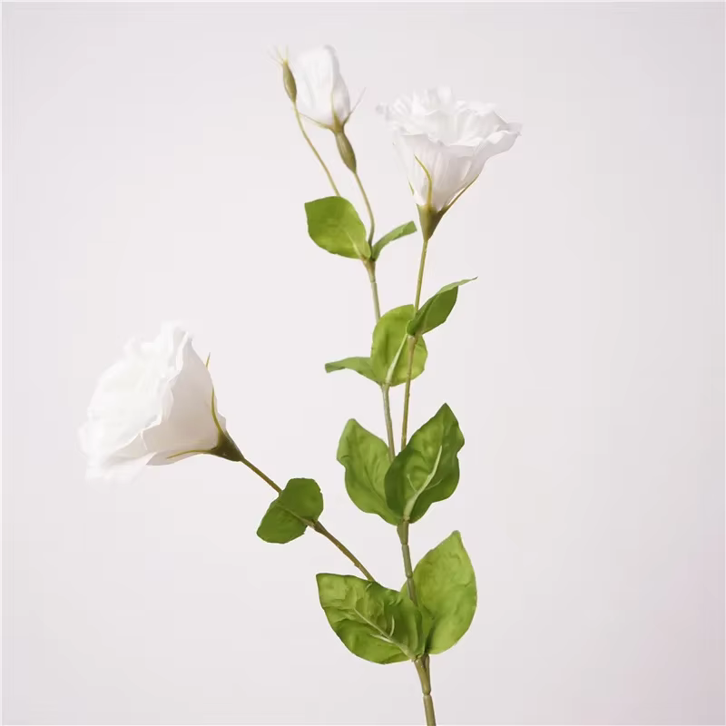 Fleur de Lisianthus artificielle hydratante, 5 pièces, fleurs au toucher réel, décoration de mariage