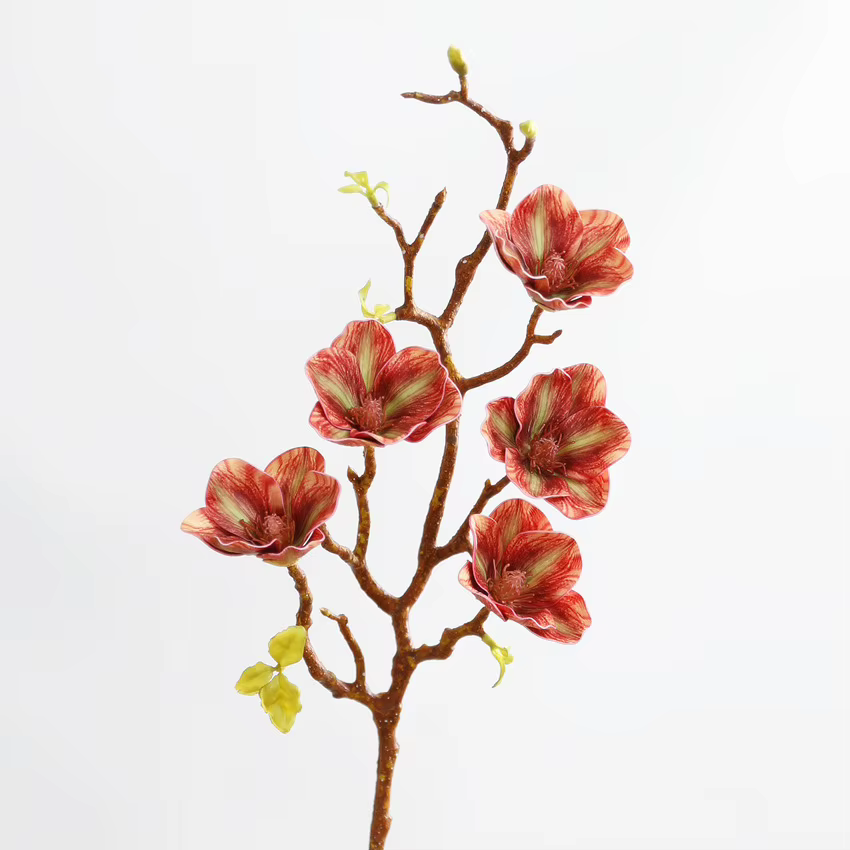 Simulation de Magnolies de neige parfumées, fausses fleurs au toucher réel, branche de Magnolia rose
