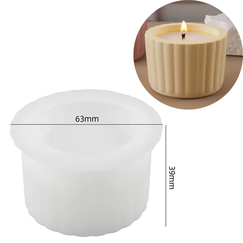 Pot de fleurs en béton, moule en Silicone, bricolage à rayures rondes faites à la main avec couvercl