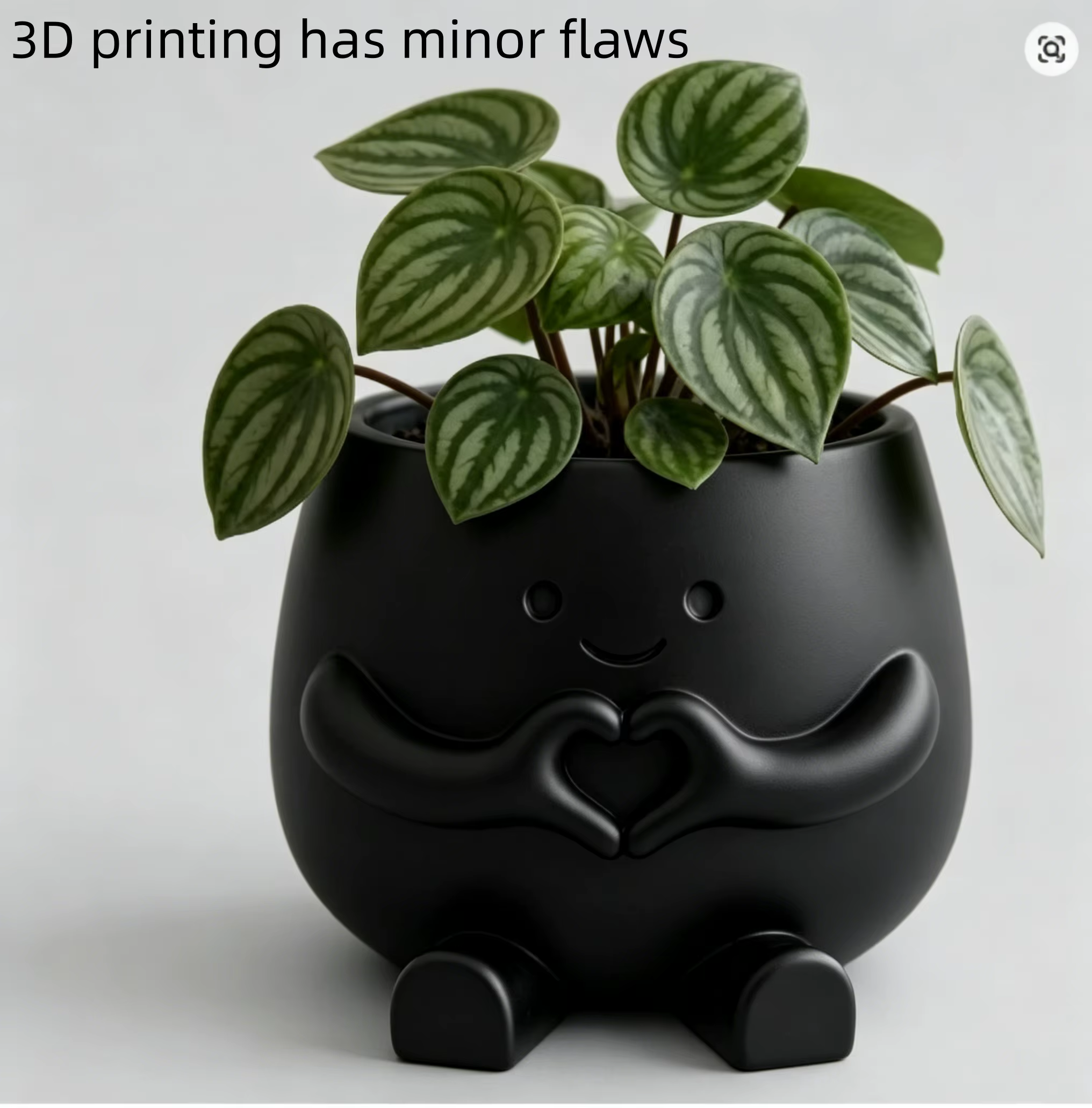 Pot à succulentes miniature imprimé en 3D avec des imperfections mineures, 6 cm de haut, 7 cm de lar