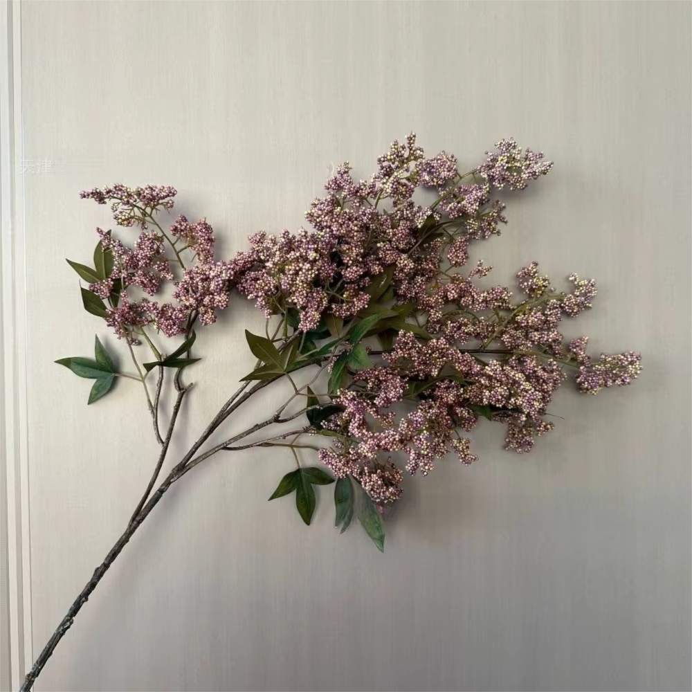 Branche de Nandina artificielle en plastique, plantes vertes, petits fruits, fleur de Sophora artifi