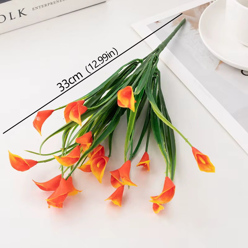 Lot de petites fleurs artificielles, lys calla, fausses fleurs pour décoration extérieure, intérieur