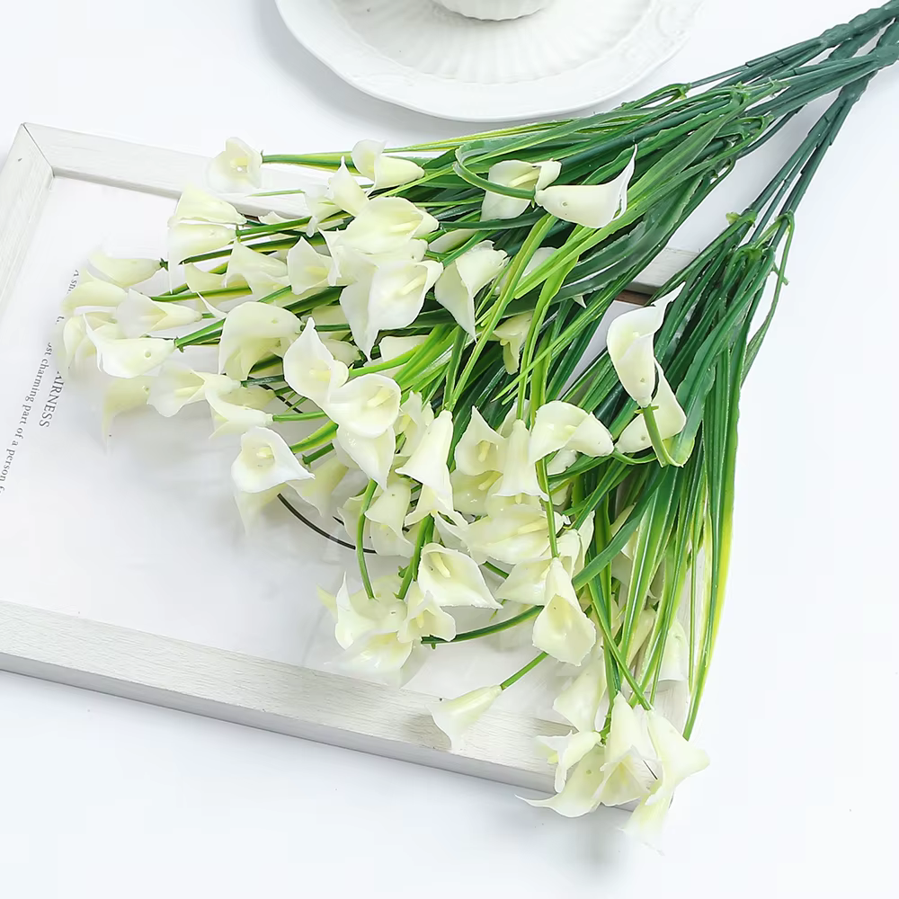 Bouquet de lys artificiels Calla de 33 cm, fleurs artificielles pour la décoration intérieure de la 