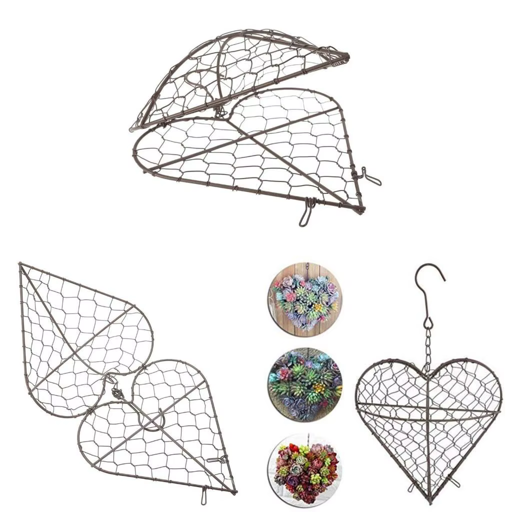 Jardinière suspendue en forme cœur, Pots fleurs artificielles en métal, panier rangement support pla
