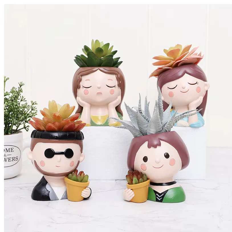 Jardinières succulentes Pots de fleurs Pot de plante de Cactus belle tête de fille bonsaï Pots de ja