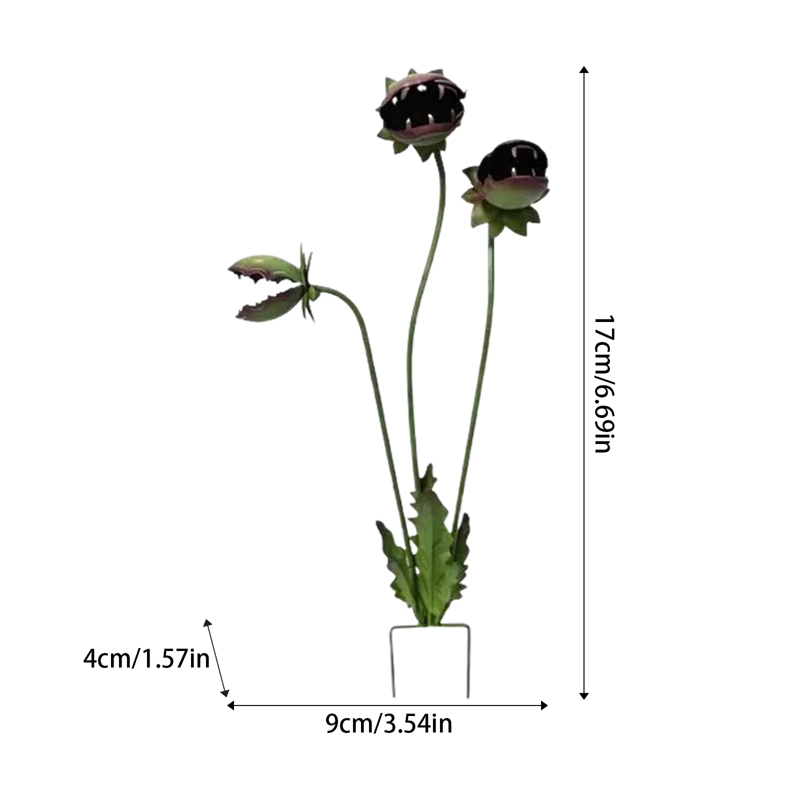 6.69/12in Iron Venus Flytrap Monster Plant Sculpture, Decorative Garden Sculpture Stake for Lawn Gar