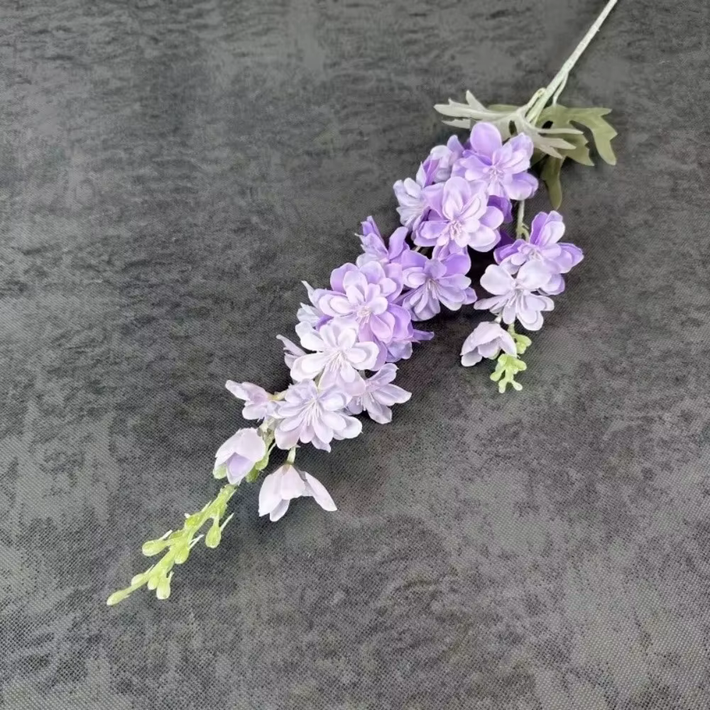 Nouvelles Grandes Fleurs Artificielles de Delphinium à 2 Branches, Fleurs Artificielles en Soie Floq