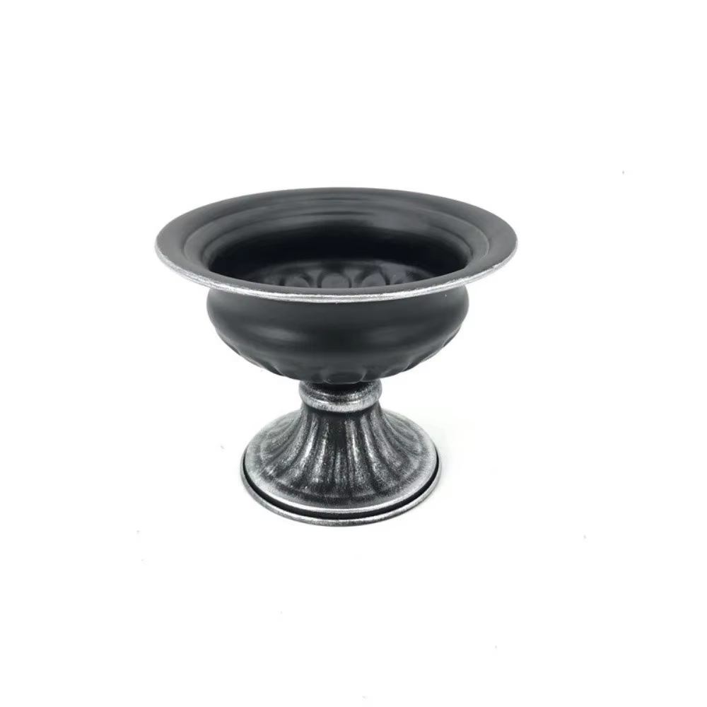 Ornements, vase à fleurs rétro en métal, vase élégant en forme d'urne, pots à fleurs de luxe sur pie