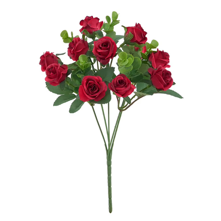 Roses artificielles en soie, feuilles d'eucalyptus, décorations pour intérieur, bureau, maison, tabl