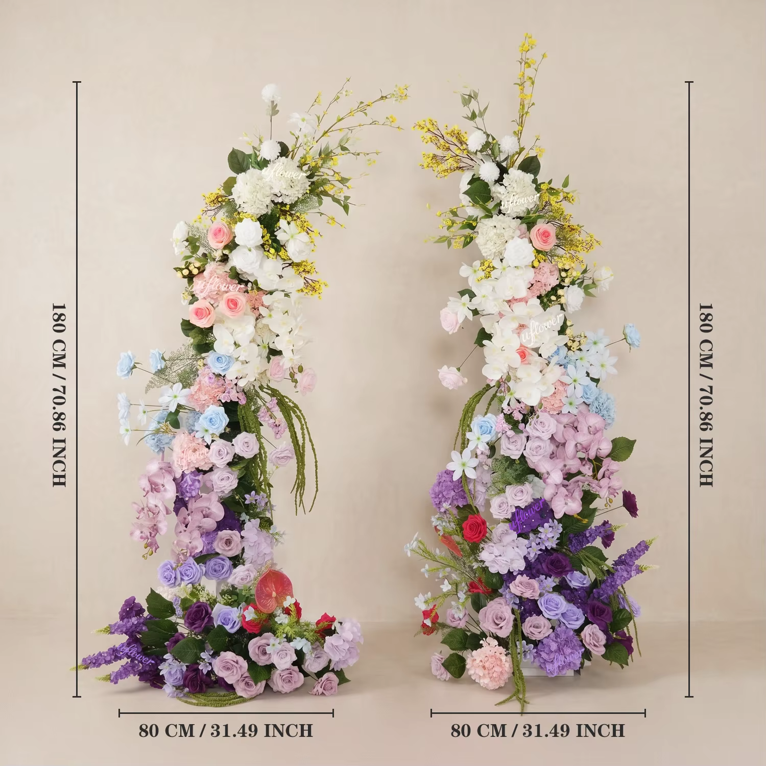Arche de fleurs artificielles Uflower rose et violette pour mariage, rangée florale pour décoration 