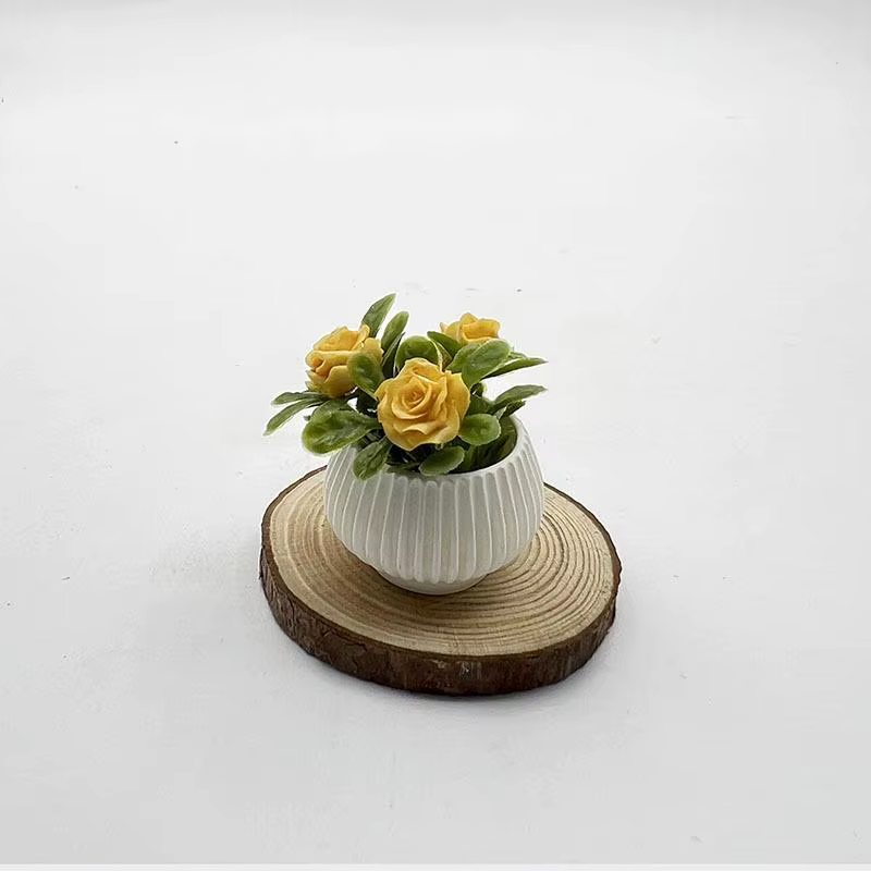 Mini plantes en pot de roses à l'échelle 1/12, décoration de scène de salon pour maison de poupée, p