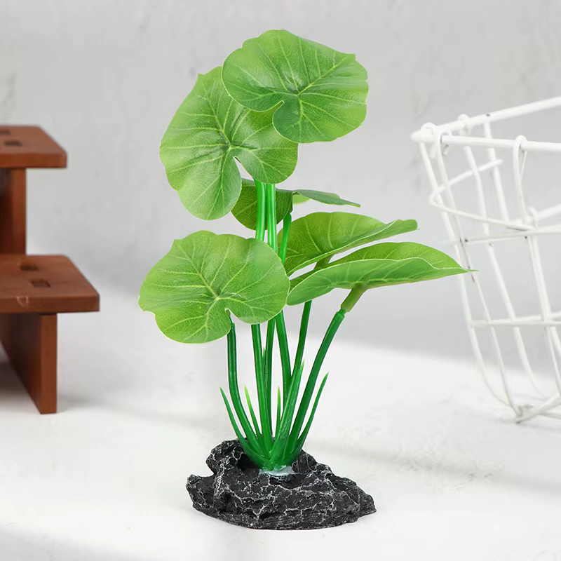 Plantes d'aquarium artificielles, feuilles flottantes réalistes, tige robuste, Terrariums de Reptile