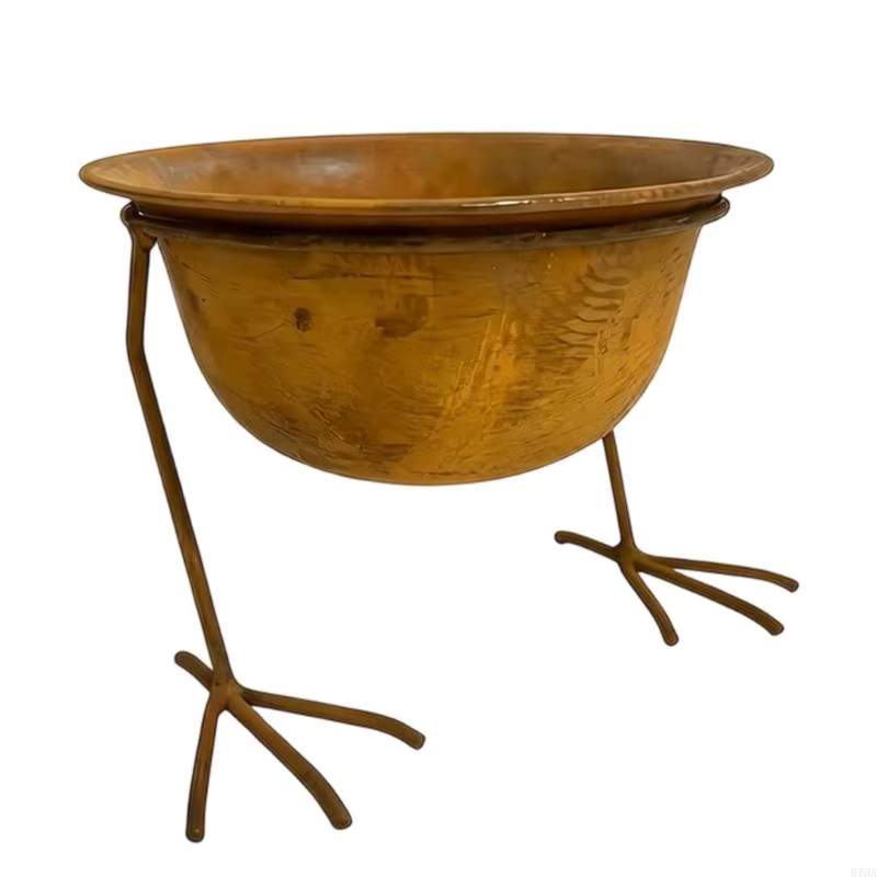 Pot fleur en métal pied d'animal, Pot bol en fer pour étagère, Table, Console, entrée petite exposit