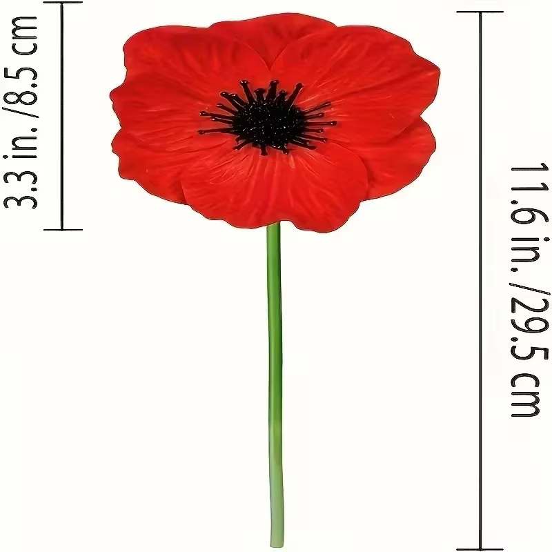 6/12 pièces de fleurs de coquelicot rouges réalistes - Coquelicots artificiels pour la couleur et le