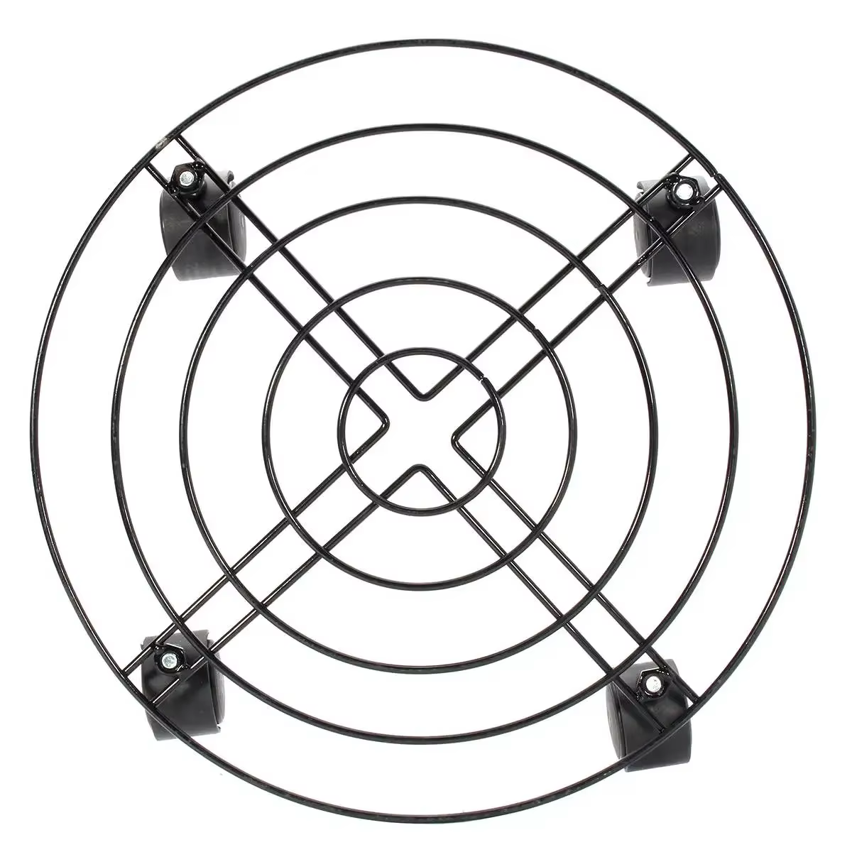 Plateau de Pot de plante de fleur rond en métal noir, 4 tailles, 4 roues, jardinière lourde, Pot de