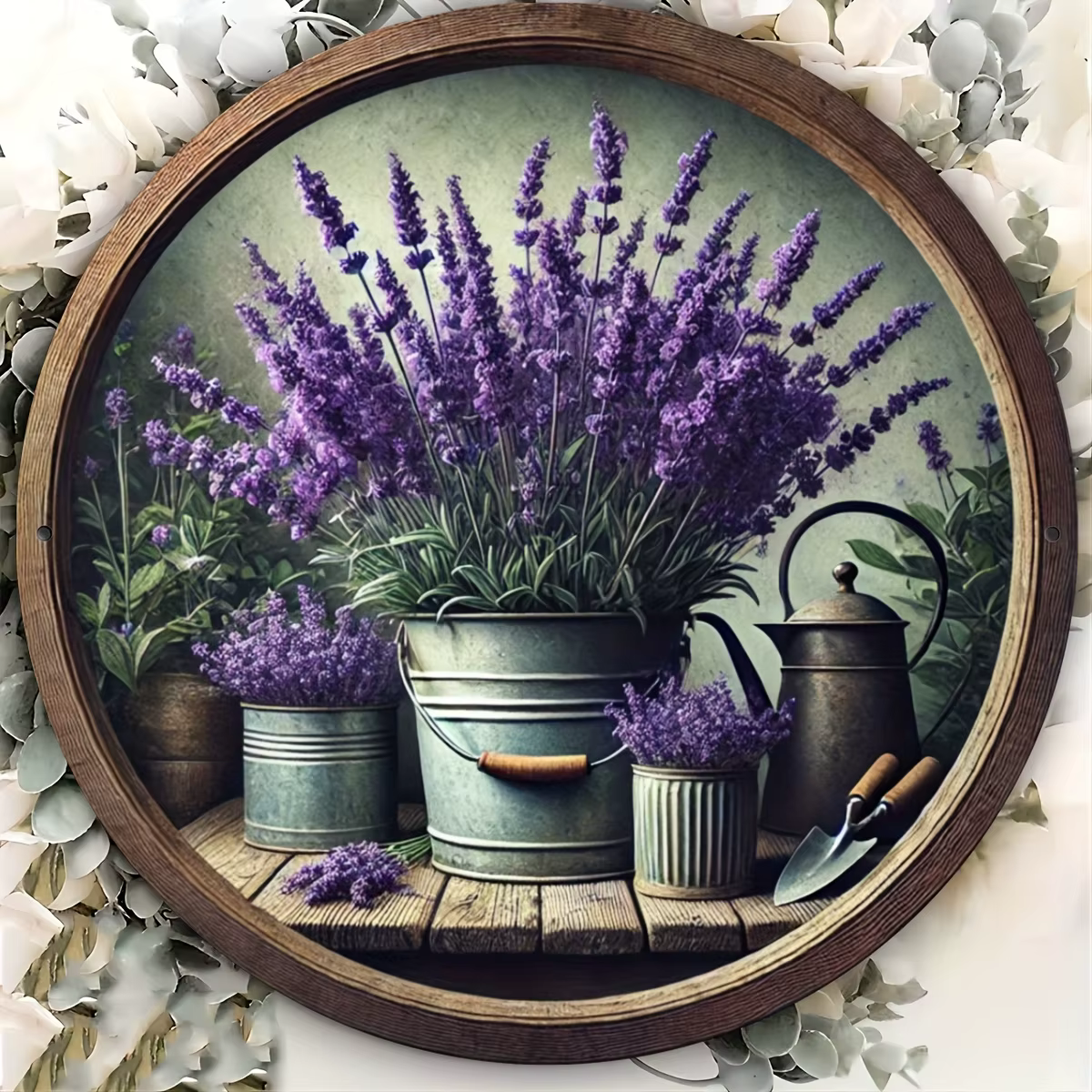 Jardinière ronde en bois 8 pouces 2D, jardinage de fleurs, pièce suspendue décorative de Style ferme