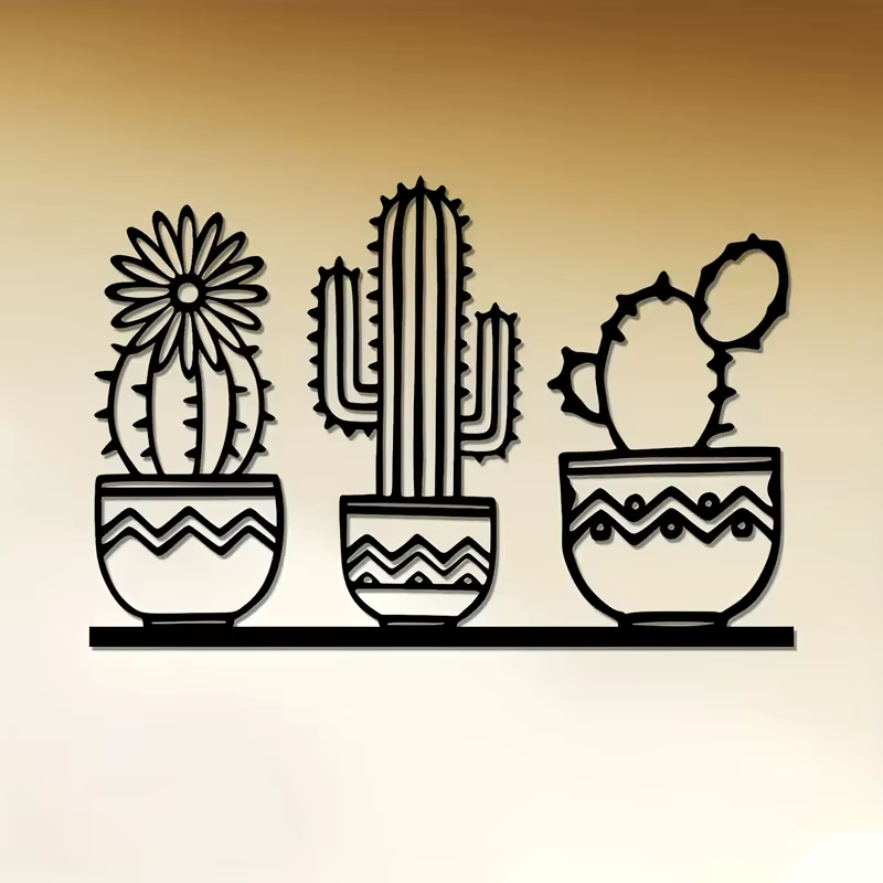 Décoration murale en métal Cactus, Art Déco, pour extérieur, jardin succulène, décoration intérieure