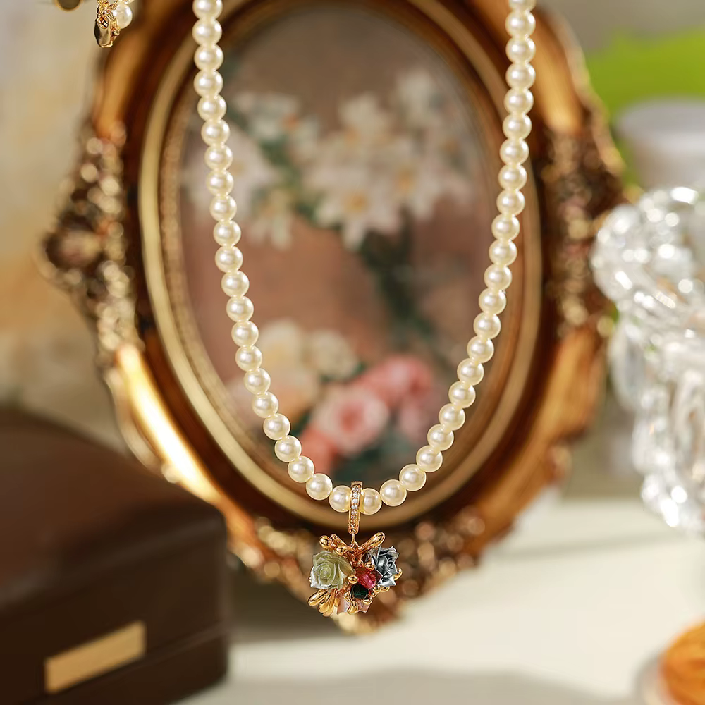 Collier de fleurs en perles rétro style Napoléon, mode féminine polyvalente, sensation haut de gamme