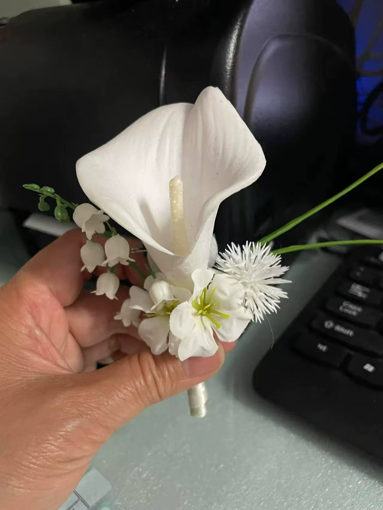 Simulation de lys Calla Arum blanc, fleur à main, accessoires de photographie avancés, Bracelet de p