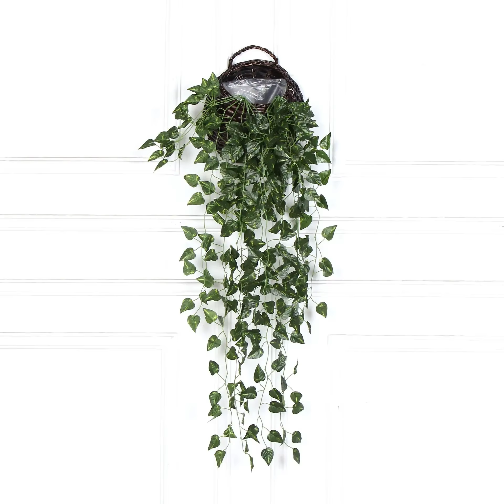 Mur de Radis Vert Artificiel en Rotin, Plante de Fond, Fleur de Vigne, Décoration de Salon, 90cm