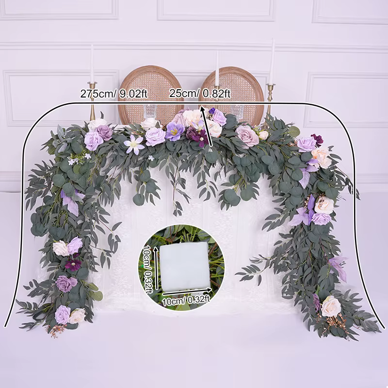 Série violette avec verdure, Table de vigne florale, plantes à fleurs, bibliothèque de vigne, access