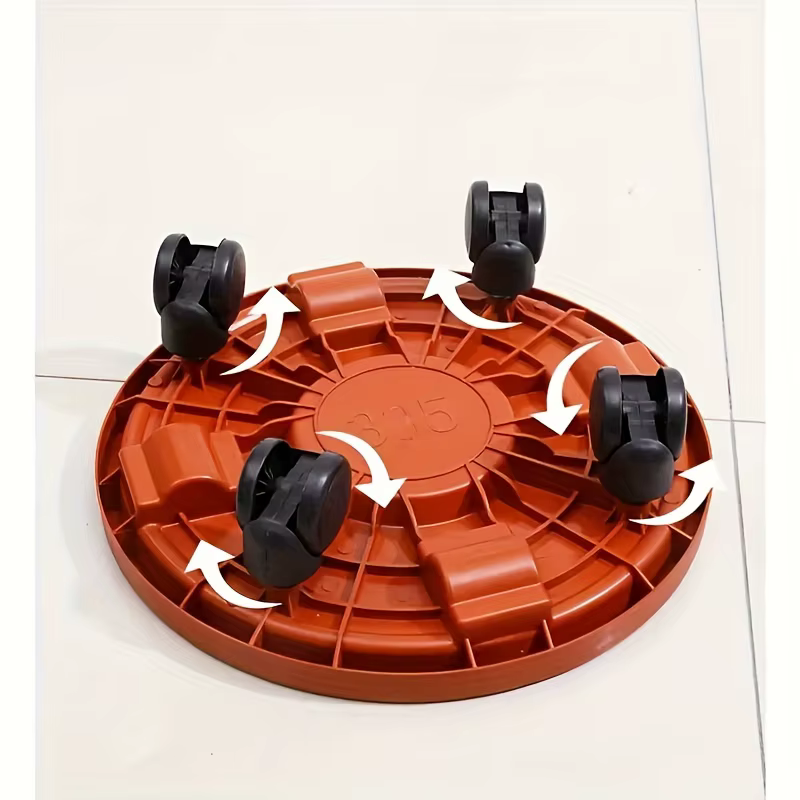Support de plantes roulant avec plateau en résine amovible, base de jardinière circulaire mobile rob
