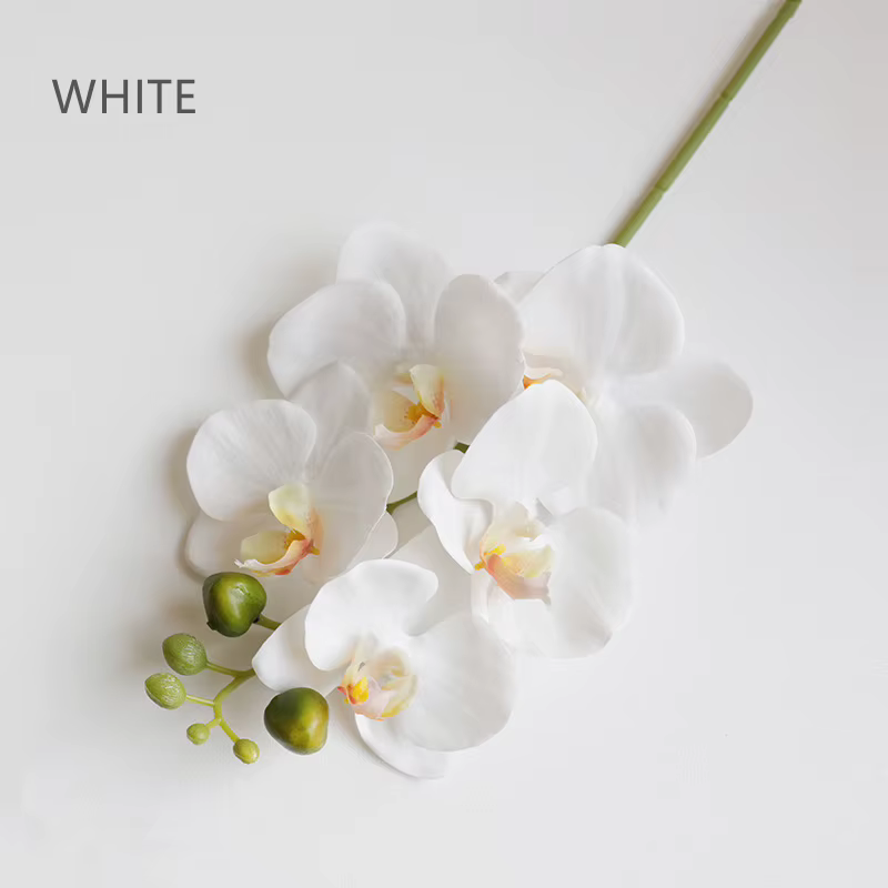 Orchidée artificielle à tige longue 45cm/17 pouces, fausse orchidée avec 5 fleurs pour décoration de