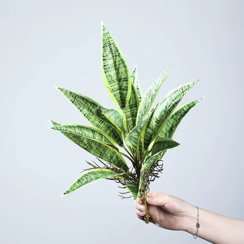 5 pièces de plantes artificielles en plastique, feuilles de Sansevieria, décoration florale pour fes