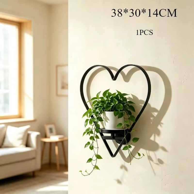 Support mural en forme de cœur pour plantes, pot à fleurs, cadre mural, support décoratif pour plant