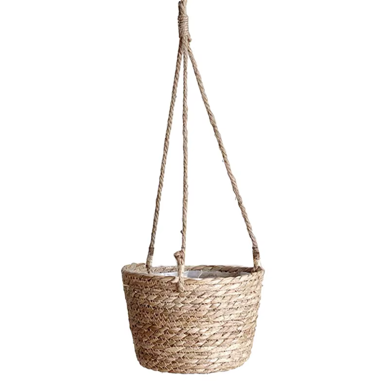 Pot suspendu en corde de jute tressée – Panier de rangement pour plantes en macramé, support de pot 