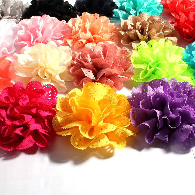 5 pcs/lot 4 "20 couleurs belle Chic doux à la main oeillet tissu artificiel en mousseline de soie fl
