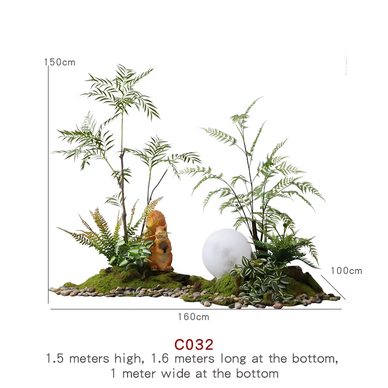 Plantes de fougère artificielles, arbres en plastique vert, fleurs de palmiers d'herbe pour jardin e