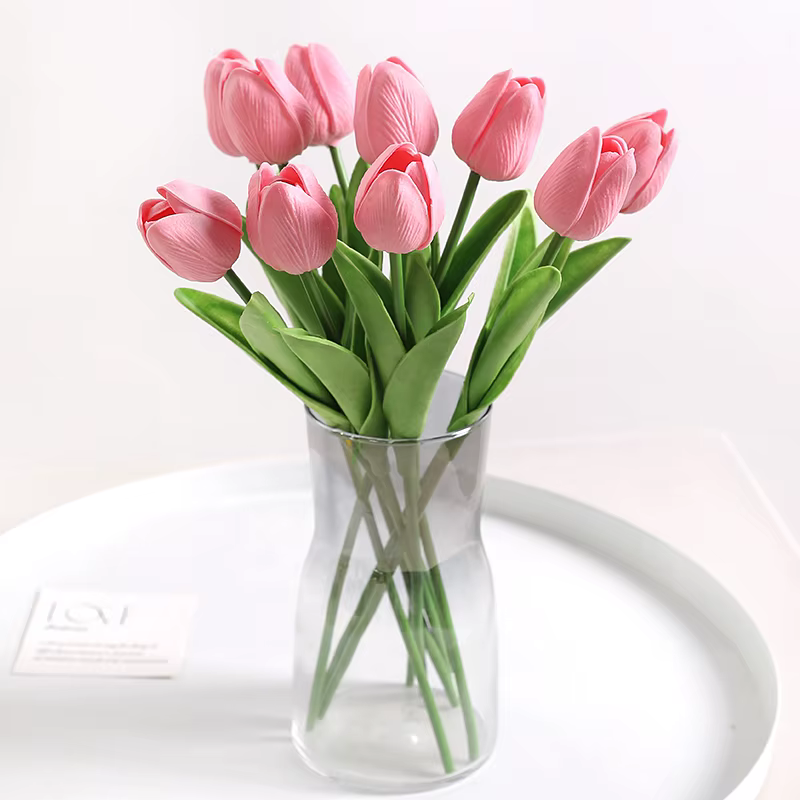 Bouquet de tulipes artificielles au toucher réel, 5/10 pièces, fausses fleurs, décoration de la mais
