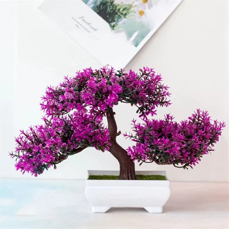 Plantes artificielles bonsaï, petit Pot d'arbre, fausses fleurs, ornements en Pot pour la maison, dé