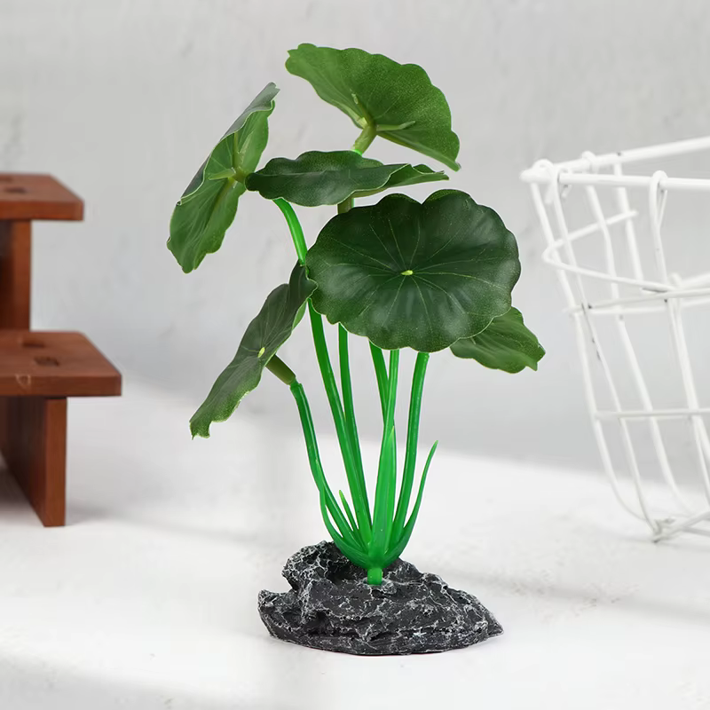 Plantes d'aquarium artificielles, feuilles flottantes réalistes, tige robuste, Terrariums de Reptile