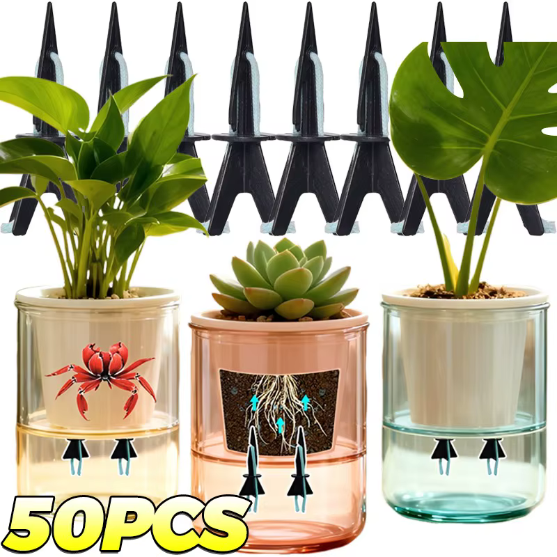 5/50 pièces – Kits d'arrosage automatique pour plantes d'intérieur avec pics absorbants et cordes en
