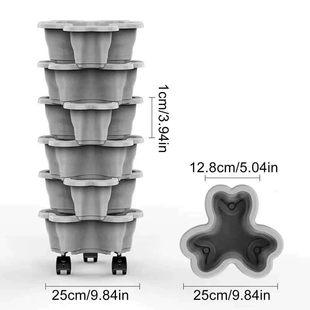 Tour de jardinage verticale à 6 niveaux avec roues – Optimisation de l'espace pour légumes, idéale p