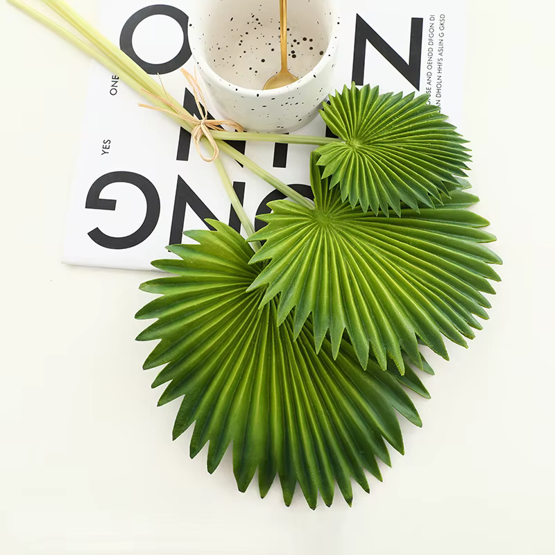 Feuilles de plantes artificielles PU, petite tortue, palmier arrière, cuir chevelu, maison, jardin, 