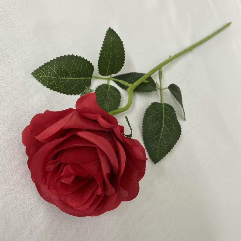 Fausses fleurs en soie, Simulation de Roses, hortensia, feuille de pamplemousse, plante rouge, série