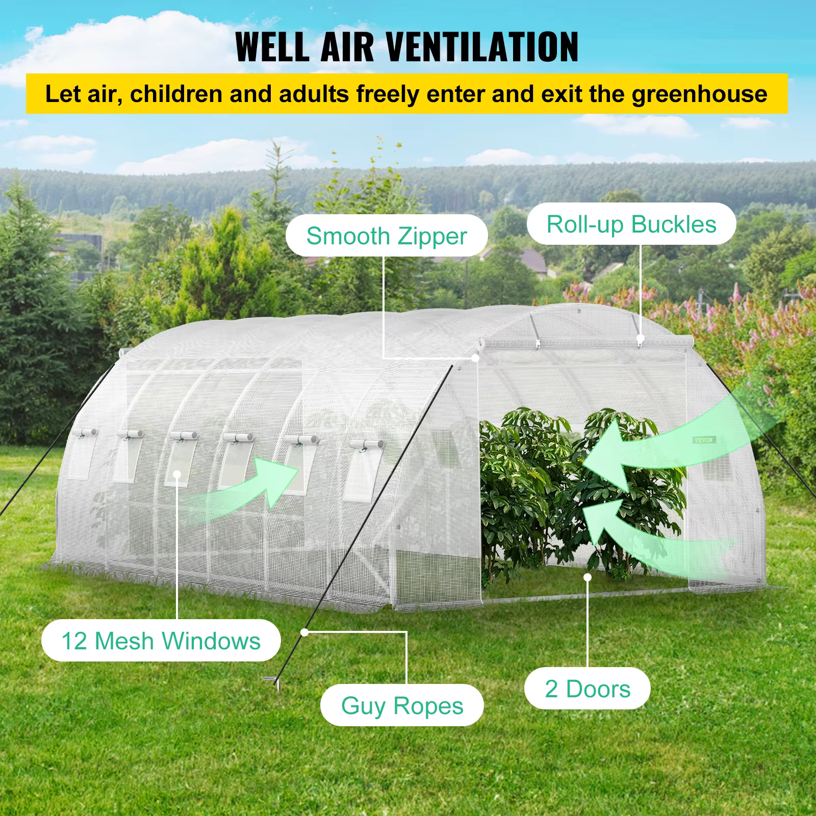SucceBuy 20x10x7/15x7x7 pieds tunnel de marche serre plante maison chaude avec cerceaux en acier gal