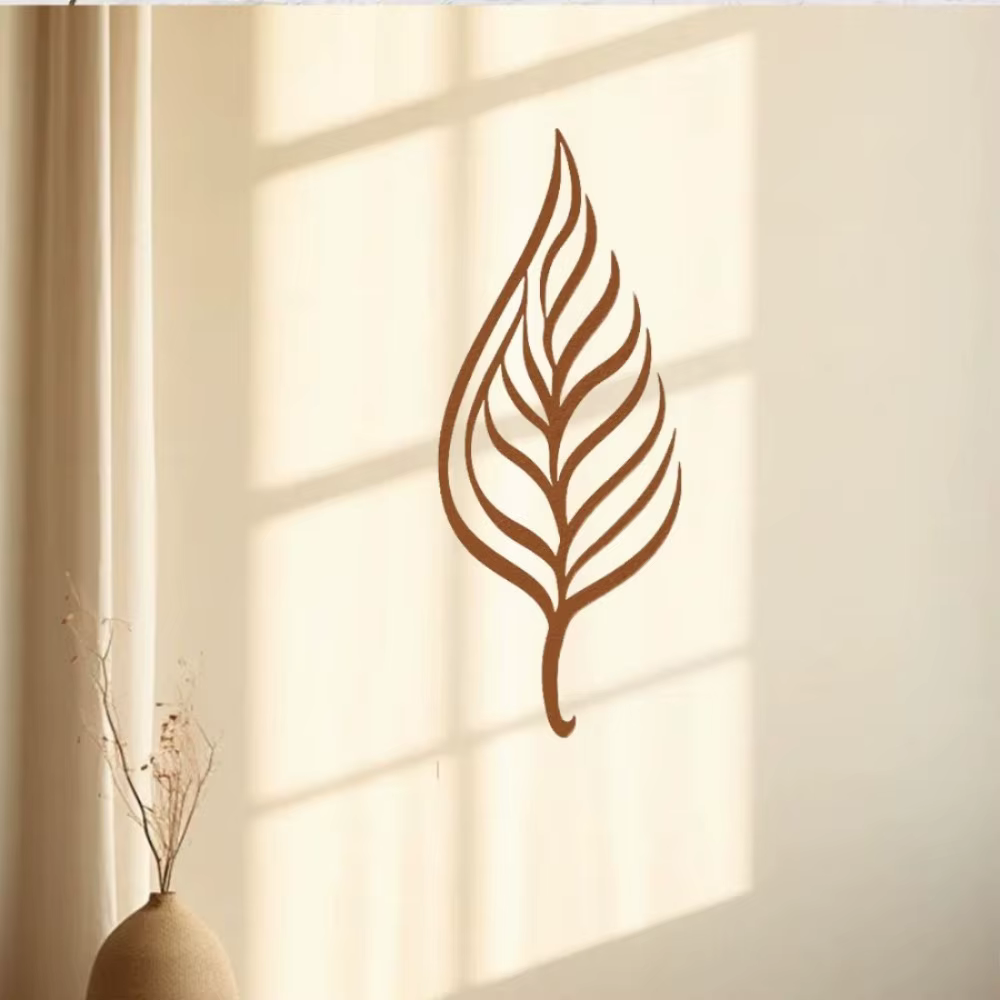 Piquet de jardin en feuilles de fougère rouillée, bouquet en métal, pieu de plante en métal, art de